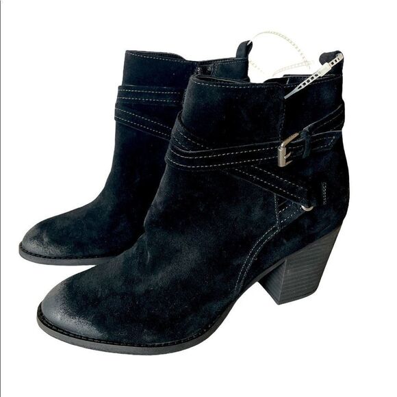 Sam Edelman Myra Black Suede Ankle Booties - Picture 1 of 8